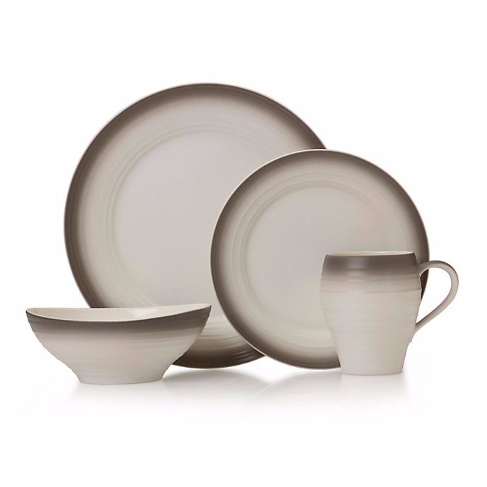 Mikasa Swirl Ombre Mocha 4 Piece Dinnerware Set